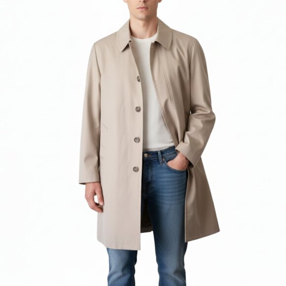 Cal Craft Trench Coat Removable Plaid Zip-Out Liner Khaki Tan USA Mens Size XL - Picture 1 of 8
